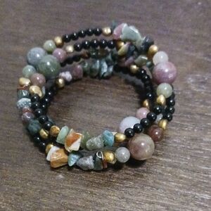 Multicolor Beaded Coiled Bracelet